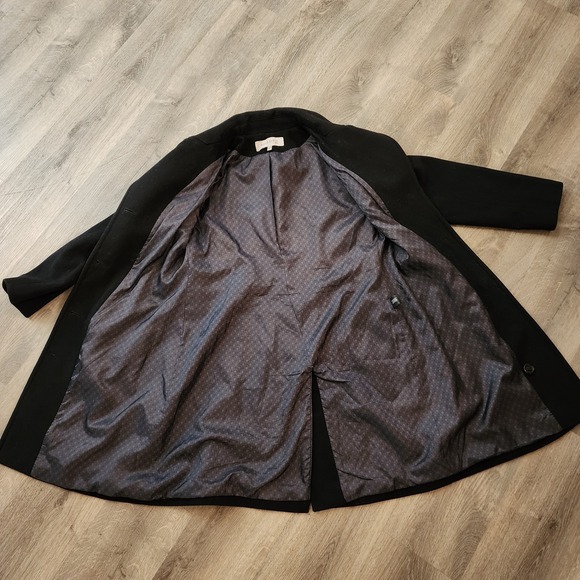 Anne Klein Wool Cashmere Walking Coat Black 10 Classic Quiet Luxury Minimalist - Picture 11 of 16